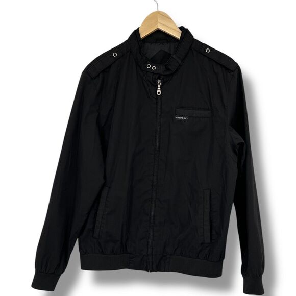 Members Only Classic Iconic Racer Jacket Mens Large Black Bomber Insulated - Picture 1 of 11